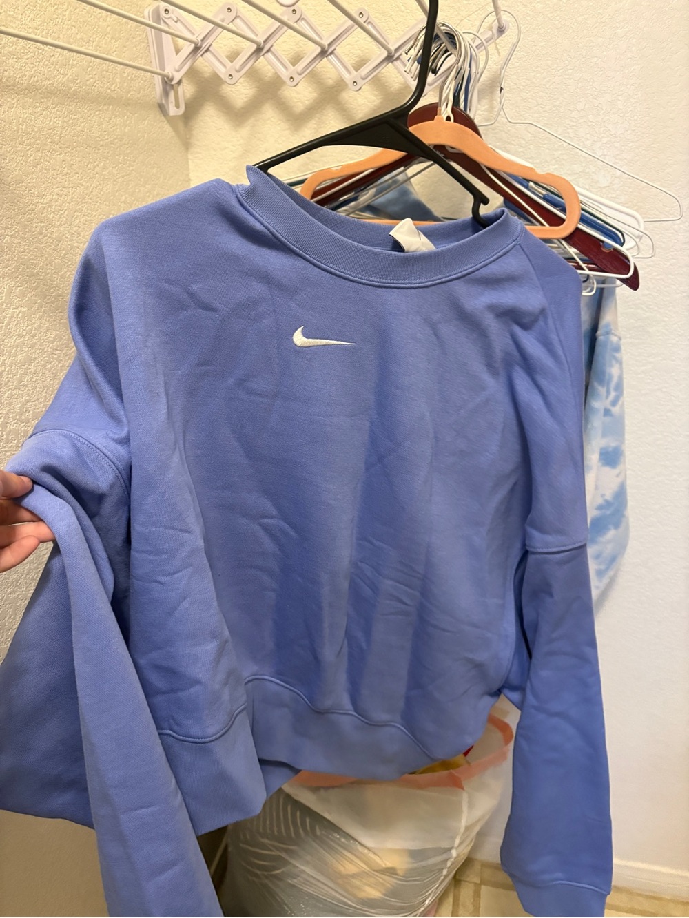 Nike Women's Periwinkle Crewneck Sweatshirt with White Swoosh
